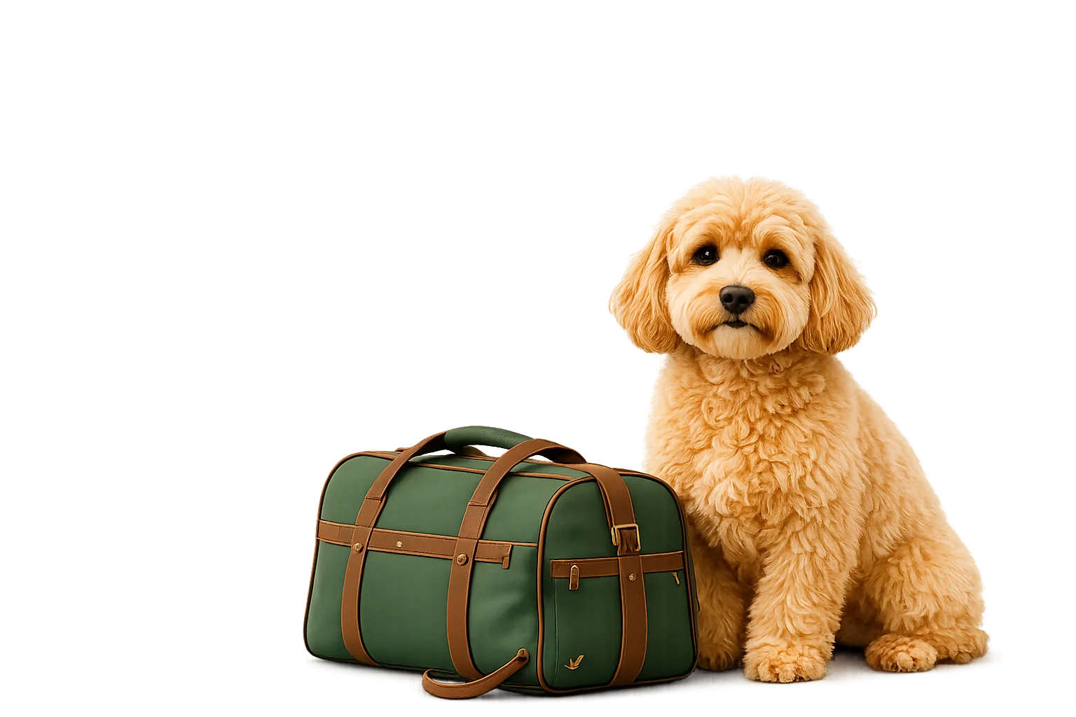 Dog with travel bag ready for trip — pet travel certificate Brooklyn NY
